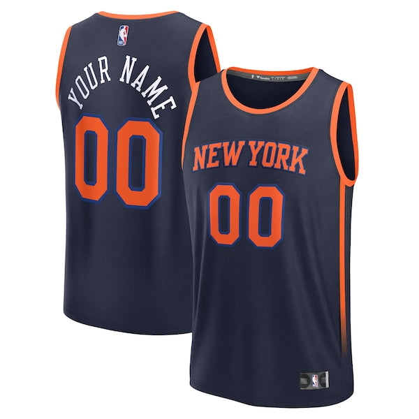 New York Knicks Youth Custom Fast Break Jersey - Navy - Statement Edition - Image 2