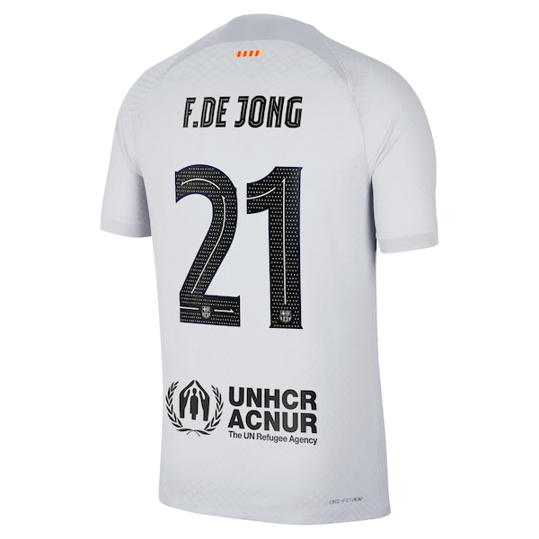 Frenkie de Jong Barcelona Nike 2022/23 Third Vapor Match Authentic Player Jersey - Gray - Image 3