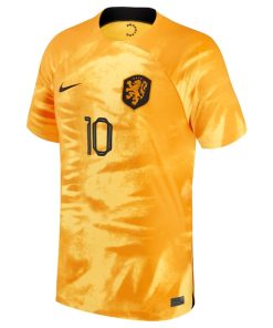 Alternative view of Memphis Depay Netherlands National Team Nike 2022/23 Home Breathe Stadium Replica Player Jersey - Orange