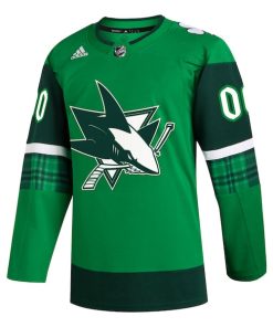 Alternative view of San Jose Sharks adidas St. Patrick's Day Authentic Custom Jersey - Kelly Green