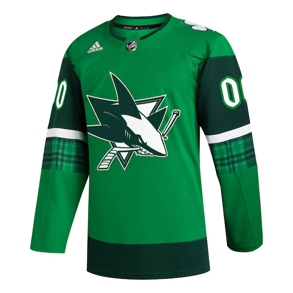 San Jose Sharks adidas St. Patrick's Day Authentic Custom Jersey - Kelly Green - Image 2