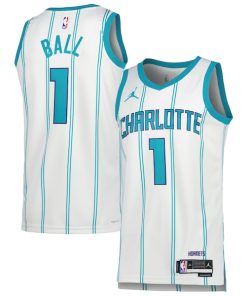 Alternative view of LaMelo Ball Charlotte Hornets Jordan Brand Unisex Swingman Jersey - Association Edition - White/Teal