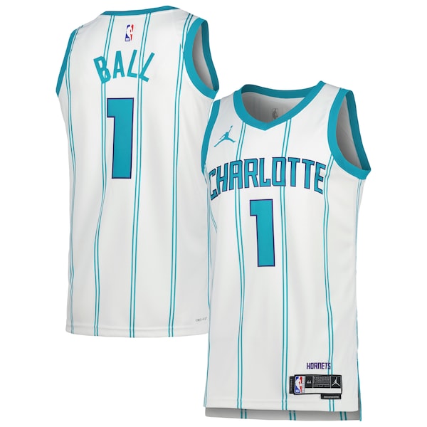 LaMelo Ball Charlotte Hornets Jordan Brand Unisex Swingman Jersey - Association Edition - White/Teal - Image 2