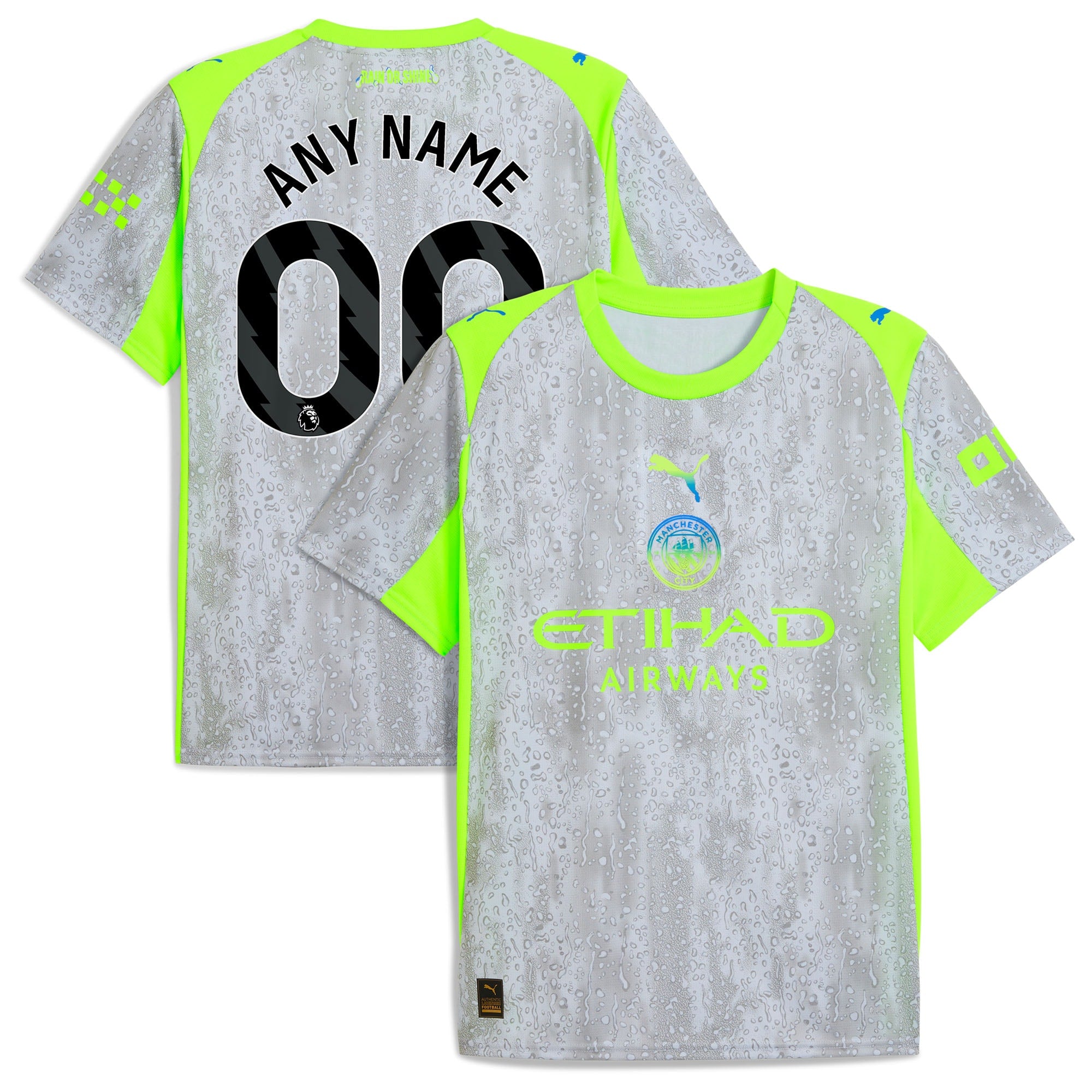 Manchester City Puma 2025/26 Away Replica Custom Jersey - Black/Light Blue/Green - Image 6