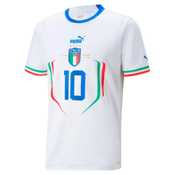 Lorenzo Insigne Italy National Team Puma Youth 2022/23 Away Replica Player Jersey - White - Image 3