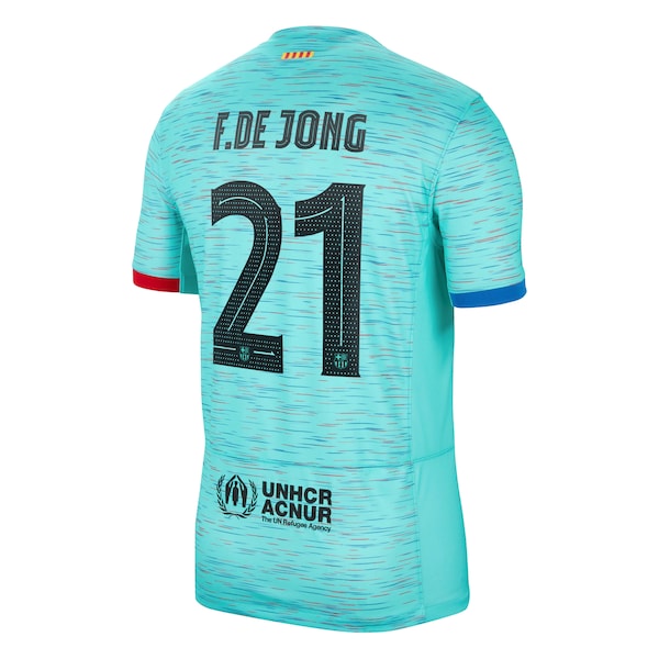 Frenkie de Jong Barcelona Nike 2023/24 Third Replica Jersey - Aqua/Royal/White - Image 4