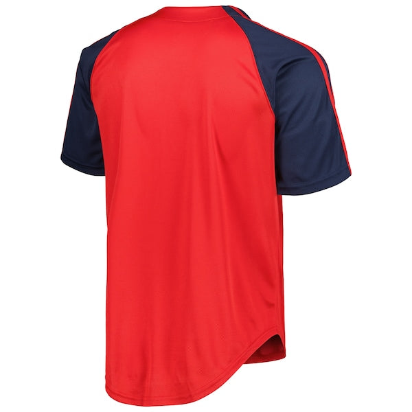 Los Angeles Angels Stitches Button-Down Raglan Replica Jersey - Red - Image 3