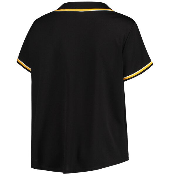San Diego Padres Women's Plus Size Pop Fashion Button-Up Jersey - Black/Brown - Image 3