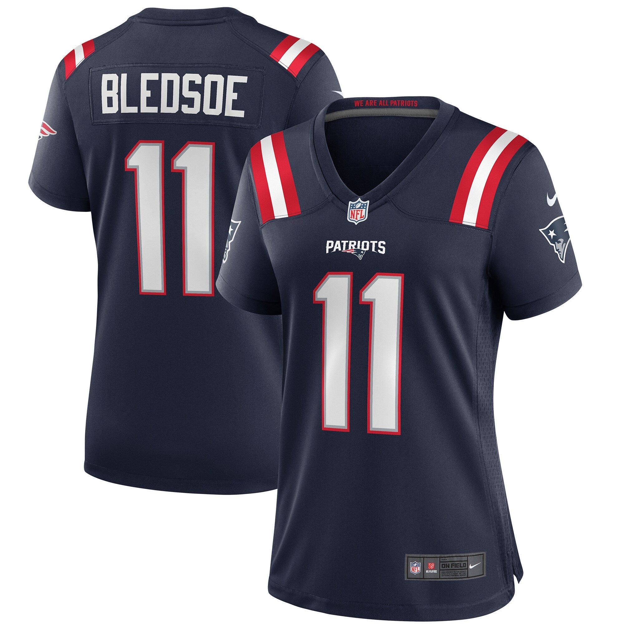 Drew Bledsoe New England Patriots Nike Women's Retired Game Jersey - Red/Navy - Image 5