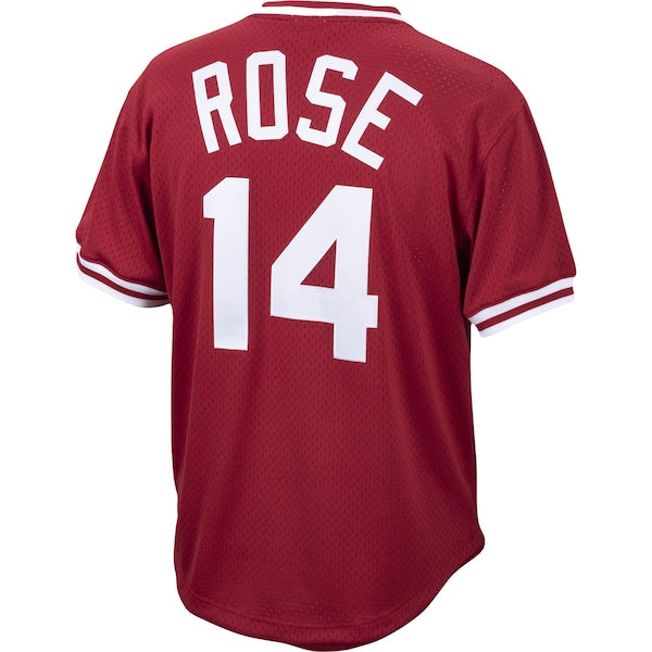 Pete Rose Cincinnati Reds Cooperstown Collection Mesh Batting Practice Jersey - Red - Image 3