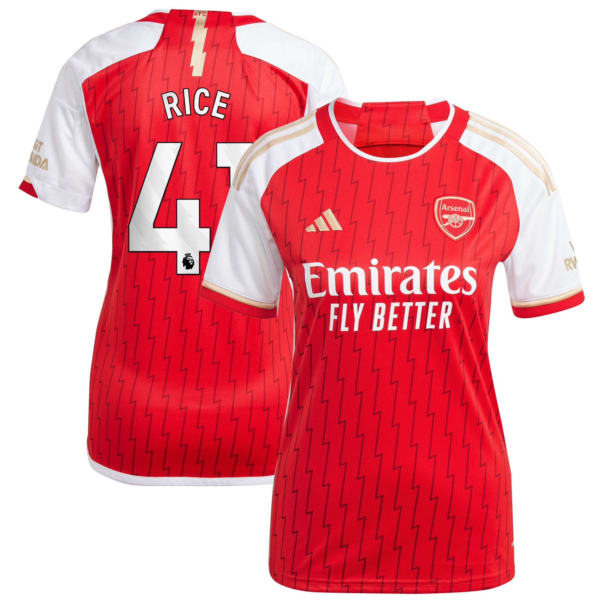 Declan Rice Arsenal adidas Women's 2023/24 Away Replica Player Jersey - Yellow/Green/Red - Image 8