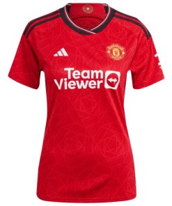 Alternative view of Manchester United adidas Women's 2023/24 Home Replica Custom Jersey - Red