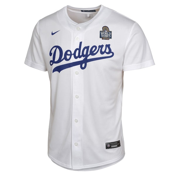 Jack Flaherty Los Angeles Dodgers Nike Youth 2024 World Series Patch Home Game Player Jersey - White - Image 2