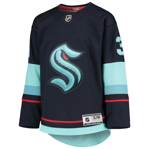 Philipp Grubauer Seattle Kraken Youth Home Premier Player Jersey - Deep Sea Blue - Image 2