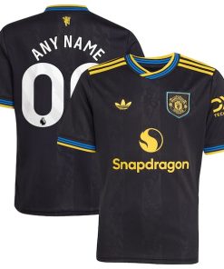 Manchester United adidas Youth 2025/26 Third Replica Custom Jersey - Black/White/Red