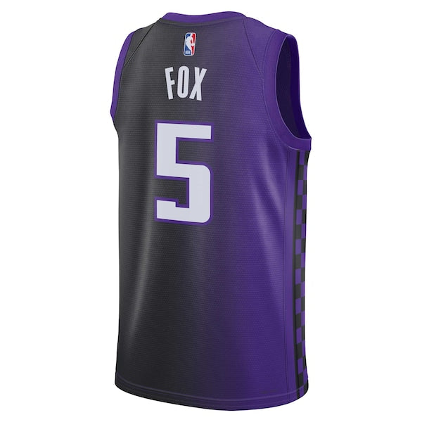 De'Aaron Fox Sacramento Kings Jordan Brand Unisex Swingman Jersey - Statement Edition - Purple - Image 3
