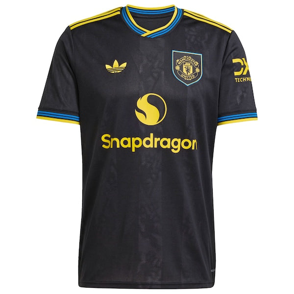 Manchester United adidas 2025/26 Third Replica Custom Jersey - Black/Red/White - Image 3