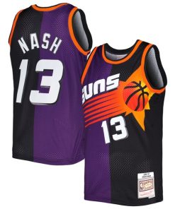 Alternative view of Steve Nash Phoenix Suns Hardwood Classics 1996/97 Split Swingman Jersey - Purple/Black
