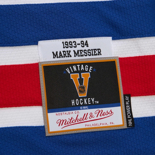 Mark Messier New York Rangers 1993-94 Power Play Jersey - White/Royal - Image 8