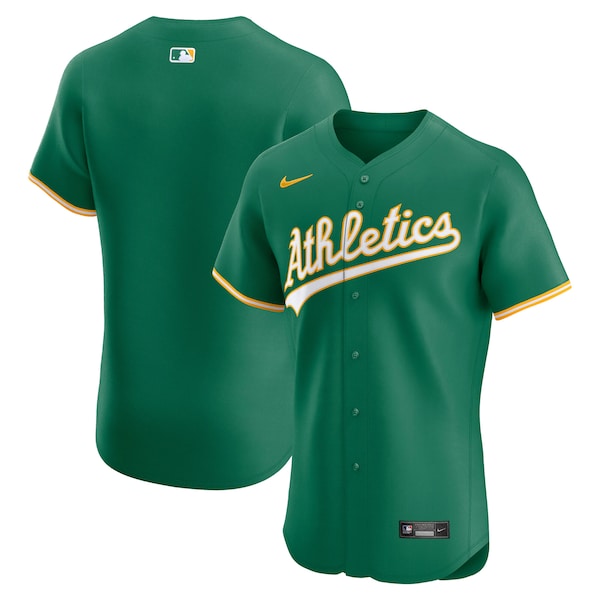 Athletics Nike Alternate Elite Jersey - Kelly Green/Gold/White - Image 2
