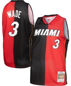 Dwyane Wade Miami Heat Big & Tall Hardwood Classics 2005/06 Split Swingman Jersey - Black/Red