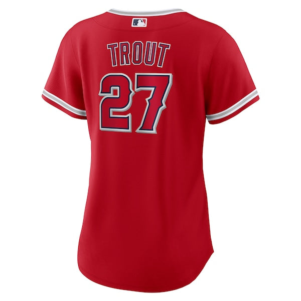 Mike Trout Los Angeles Angels Nike Women's Alternate Replica Player Jersey - Red - Image 3
