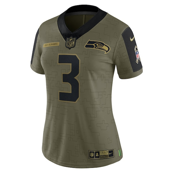 Russell Wilson Seattle Seahawks Nike Women's 2021 Salute To Service Limited Player Jersey - Olive - Image 2