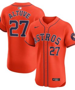 Alternative view of Jose Altuve Houston Astros Nike Alternate Elite Player Jersey - Orange