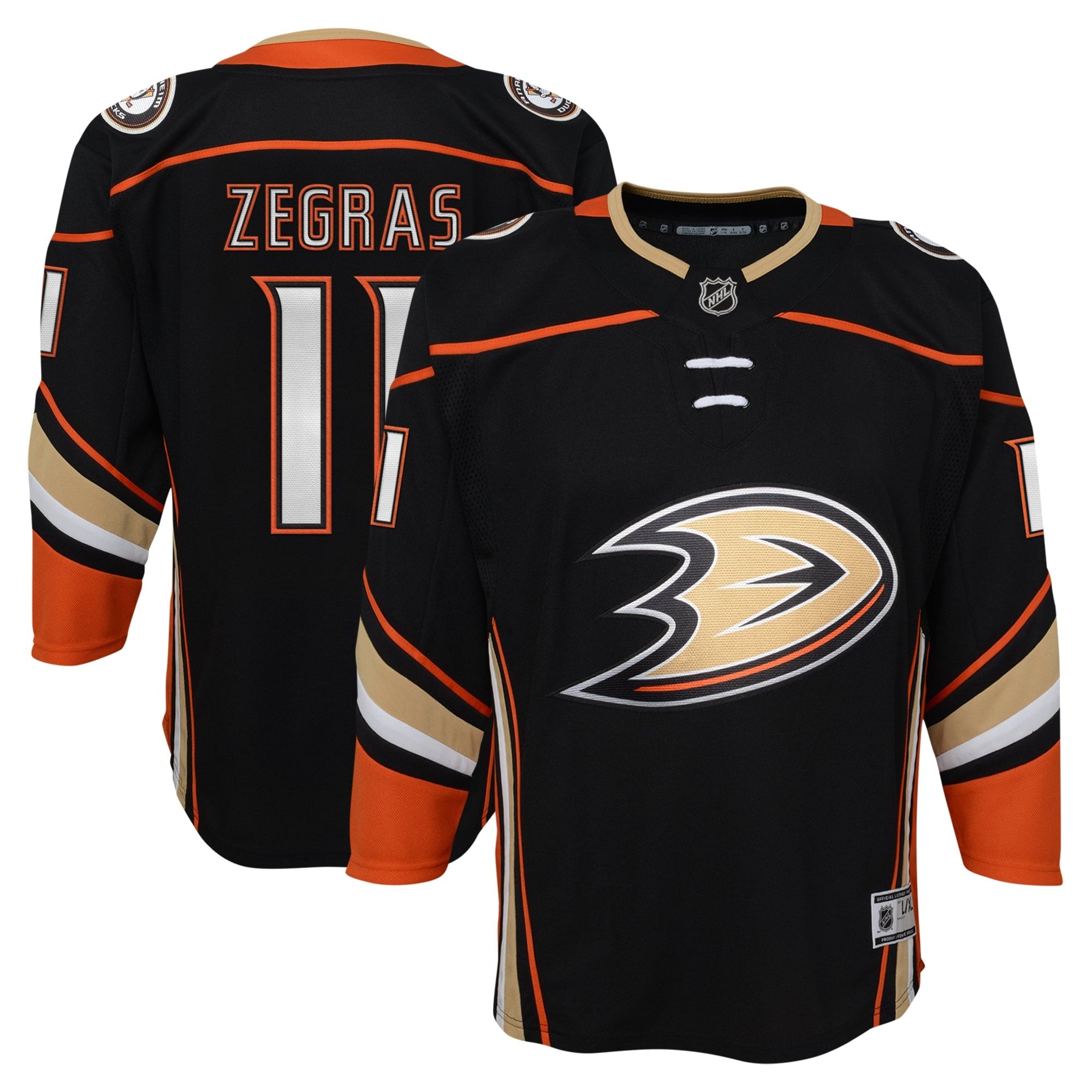Trevor Zegras Anaheim Ducks Youth Premier Player Jersey - Orange/Black - Image 4