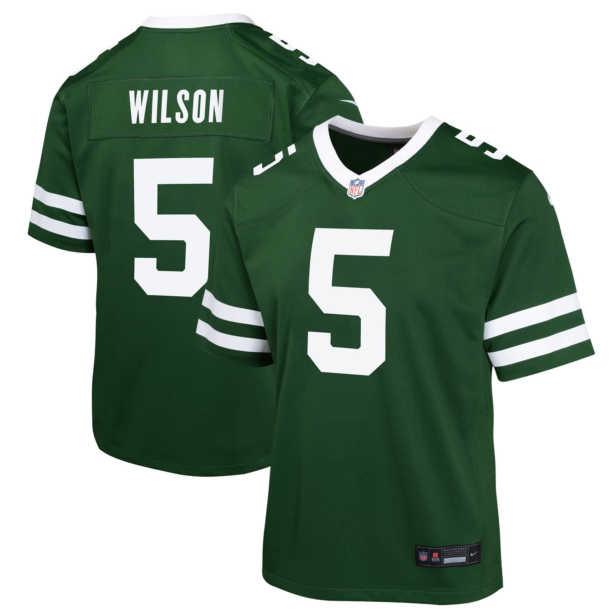 Garrett Wilson New York Jets Nike Youth Game Jersey - Legacy White/Black/Green - Image 7