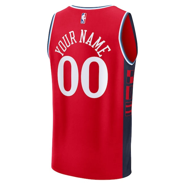 LA Clippers Youth Fast Break Custom Replica Jersey - Red - Statement Edition/White/Navy - Image 4