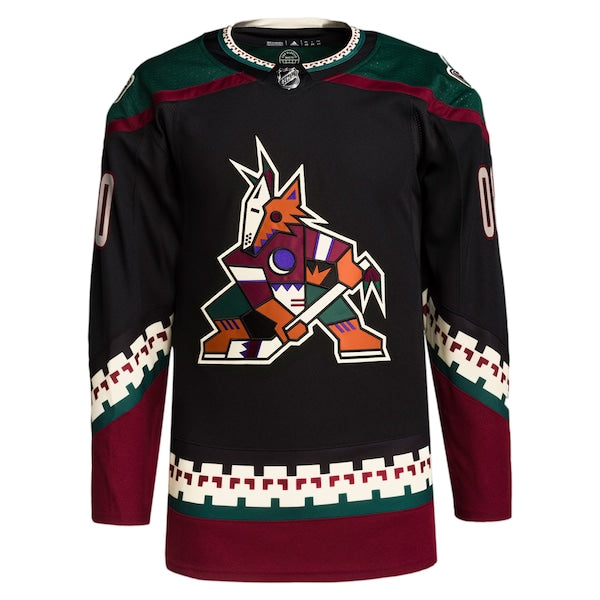 Arizona Coyotes adidas Home Primegreen Authentic Custom Jersey - Black - Image 2