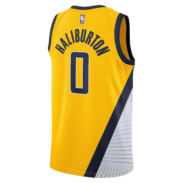 Tyrese Haliburton Indiana Pacers Jordan Brand Unisex Swingman Jersey - Statement Edition - Gold - Image 3