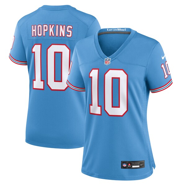 DeAndre Hopkins Tennessee Titans Nike Women's Oilers Throwback Player Game Jersey - Light Blue/Navy - Image 2
