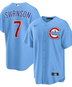 Dansby Swanson Chicago Cubs Nike 2nd Alternate Replica Player Jersey - Light Blue