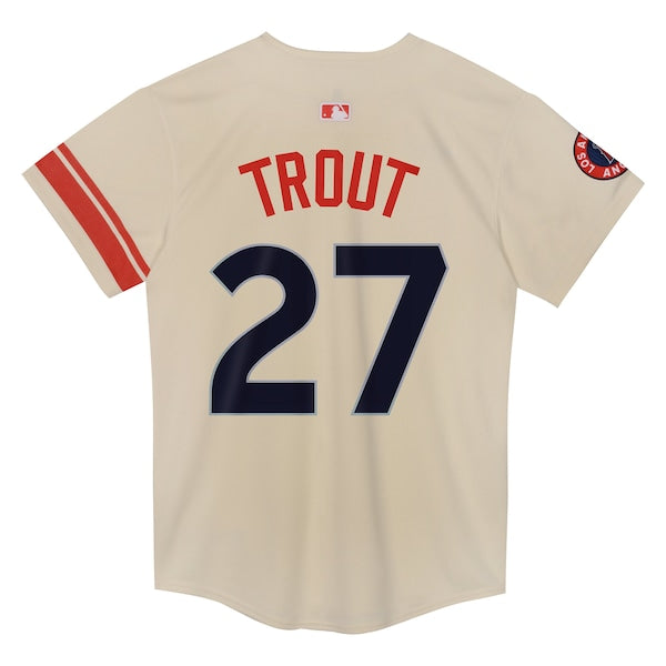 Mike Trout Los Angeles Angels Nike Preschool City Connect Limited Player Jersey - Cream - Image 3