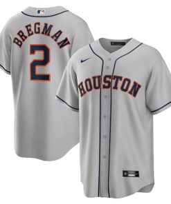 Alternative view of Alex Bregman Houston Astros Nike Road Replica Player Name Jersey - Gray/White