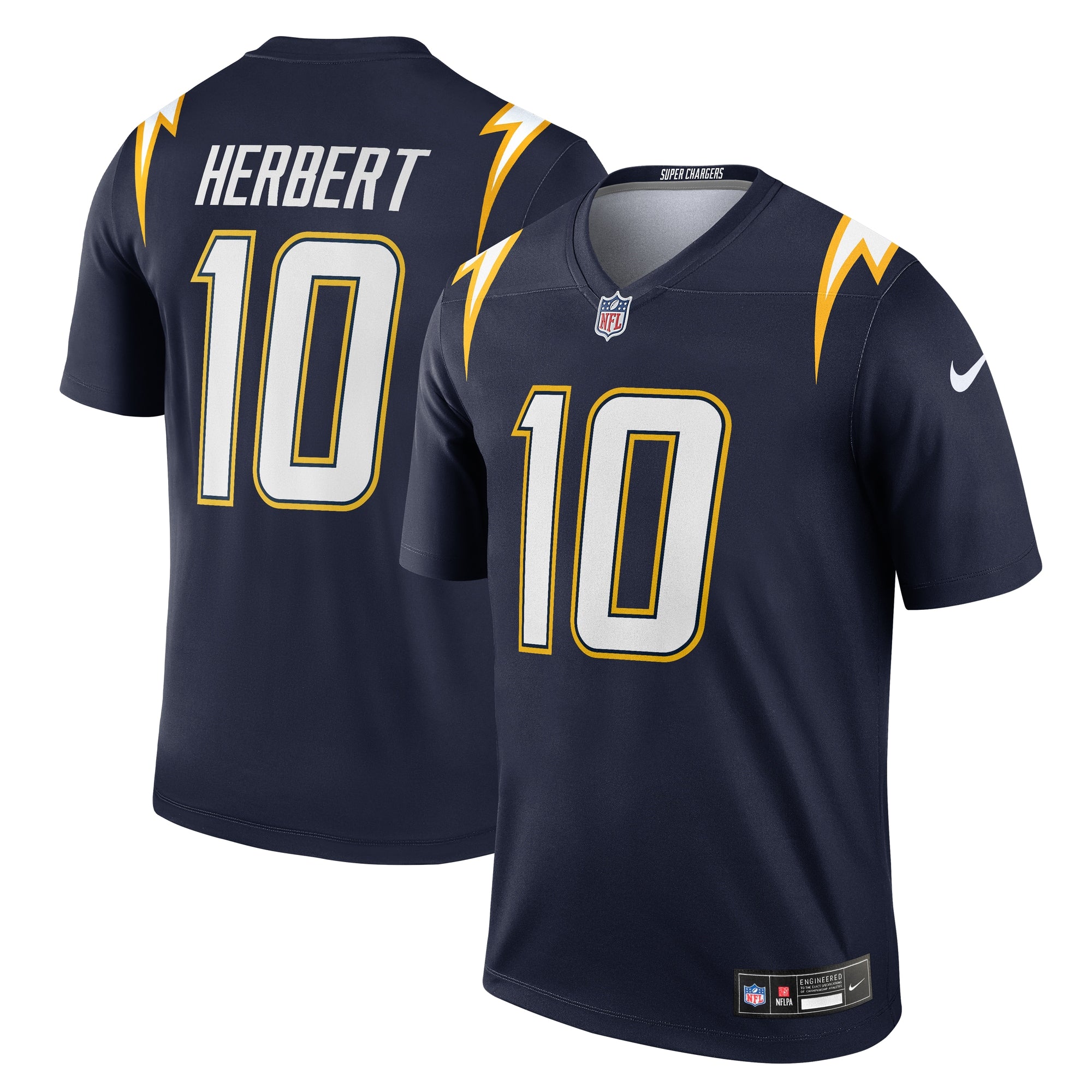Justin Herbert Los Angeles Chargers Nike Alternate Charger Power Legend Player Performance Top - Gold/Navy - Image 7