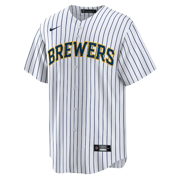 Milwaukee Brewers Nike Home Replica Team Jersey - White/Navy - Image 3