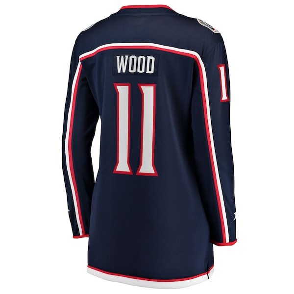 Miles Wood Columbus Blue Jackets Women's Home Breakaway Jersey - Navy - Image 3