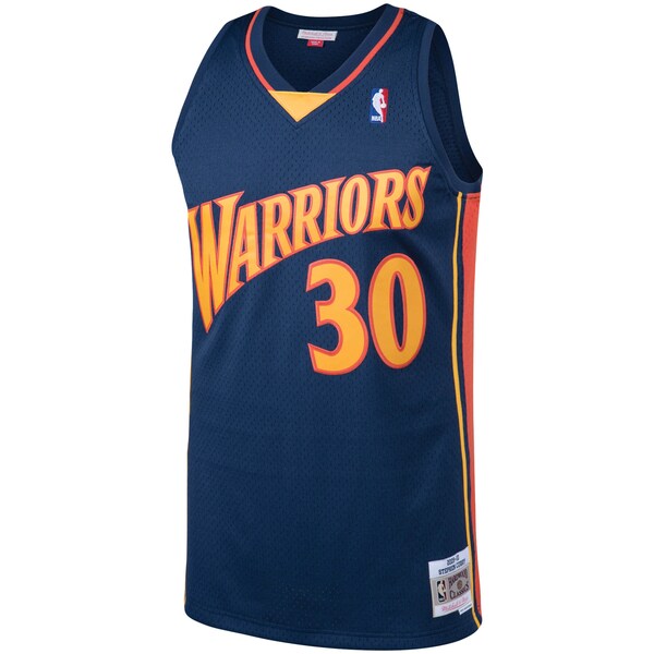 Stephen Curry Golden State Warriors 2009/10 Big & Tall Hardwood Classics Swingman Jersey - Navy - Image 2