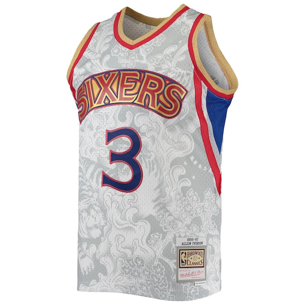Allen Iverson Philadelphia 76ers Hardwood Classics 1996/97 Lunar New Year Swingman Jersey - White - Image 2