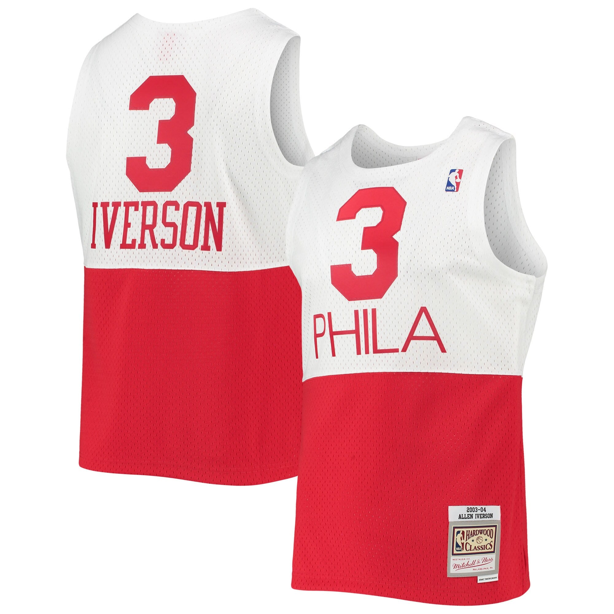 Allen Iverson Philadelphia 76ers 1996/97 Hardwood Classics Swingman Jersey - Red/White - Image 6