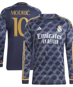 Luka Modric Los Merengues adidas 2023/24 Away Long Sleeve Replica Player Jersey - Navy/White