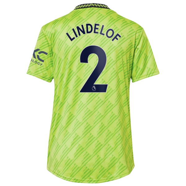 Victor Lindelof Manchester United adidas Women's 2022/23 Third Replica Player Jersey - Neon Green - Image 3