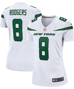 Aaron Rodgers New York Jets Nike Women's Player Jersey - White/Black/Green