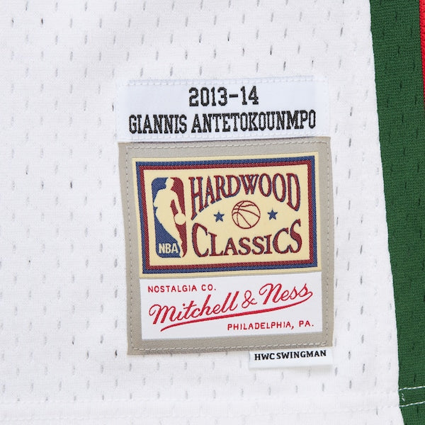 Giannis Antetokounmpo Milwaukee Bucks 2013/14 Hardwood Classics Swingman Jersey - White - Image 7