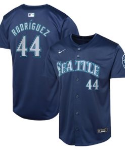 Alternative view of Julio Rodr¨ªguez Seattle Mariners Nike Youth Road Limited Player Jersey - Navy/Aqua/White