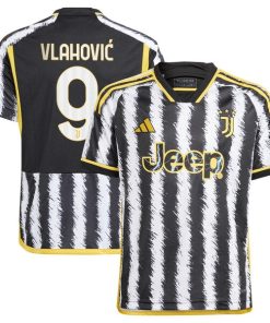 Du?an Vlahovi? Juventus adidas Youth 2023/24 Home Replica Jersey - Black