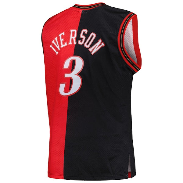 Allen Iverson Philadelphia 76ers Big & Tall Hardwood Classics 2000/01 Split Swingman Jersey - Black/Red - Image 3